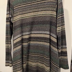 Elan Striped Long Sleeve Knit Dress (L)